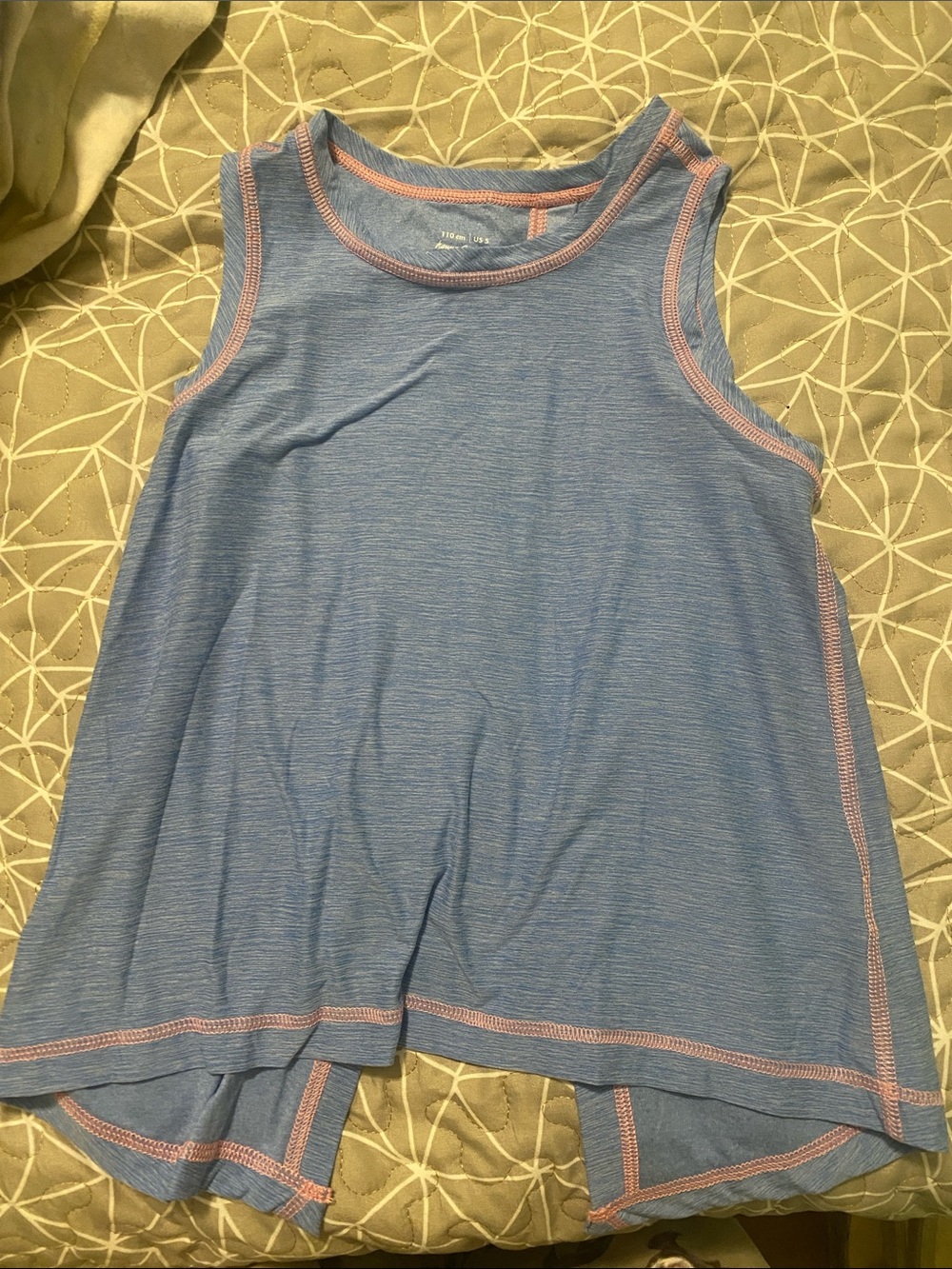 Hanna Andersson Heathered Blue Tank with Pink Trim